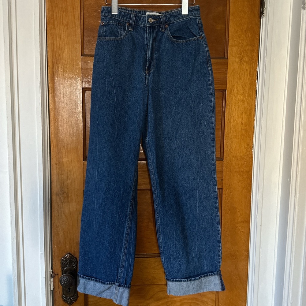 Abercrombie curve love loose high rise cuffed jeans